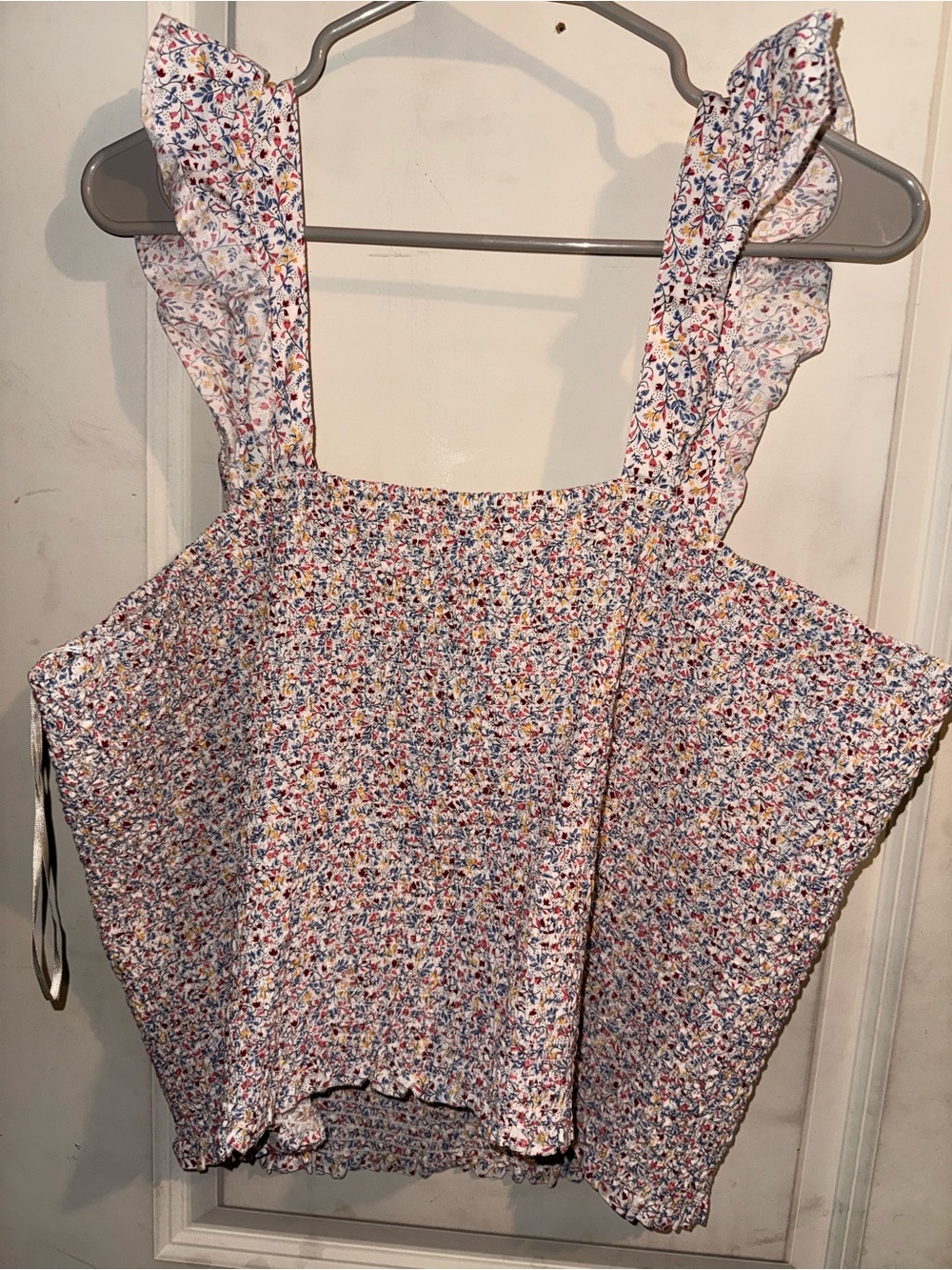 Old Navy White Multi Floral Ruffle Strap Camisole